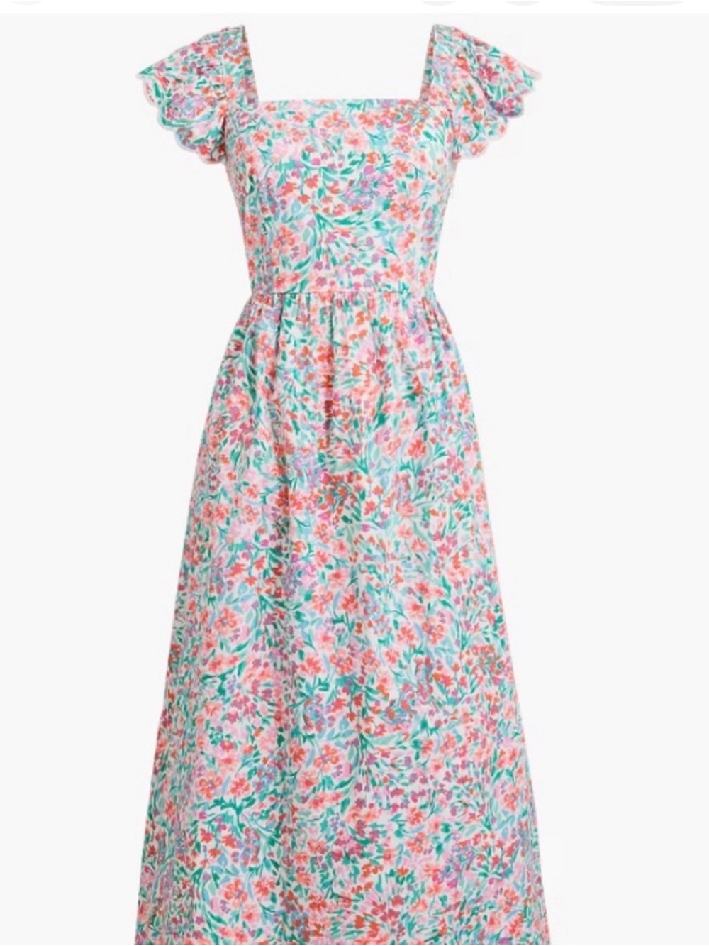 J. Crew Floral Square-Neck Maxi Dress in Pink & Green